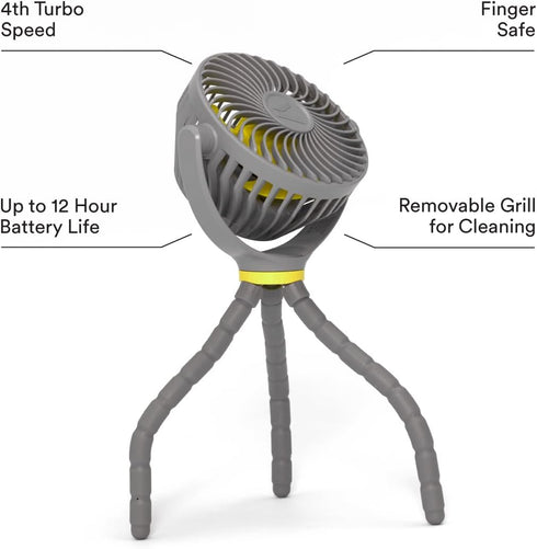 4 360 Veer Flex Fan - Portable Baby Stroller Fan - Lightweight and Quiet Speed Motor Provides Maximum Cooling and Extra