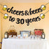 Joymee Cheers to 30 Years Black Glitter Banner for 30th Birthday, Wedding Anniversary Party Supplies Decorations