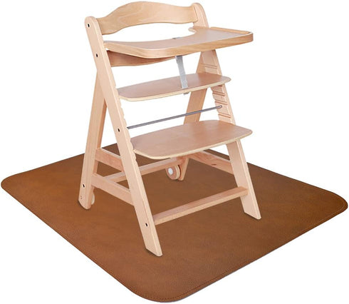 Linkidea Vegan Leather Splat Mat for Under High Chair Floor Protector for Kids - Reusable Infant High Chair Mat Food