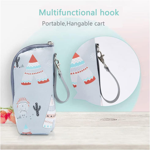 Kisangel Infant Bottle Warmer - Portable Milk Bottle Bag, Insulated, Keeps Warm, Carrying Sleeve Pouch for Newborn