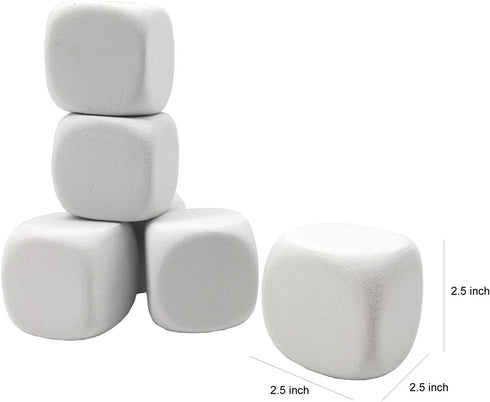 2.5 Inch White EVA Foam Dices for Kids Graffiti, Building Blocks,Creative Painting,Party Supplies, 12 PCS
