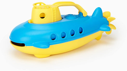 Green Toys Submarine in Yellow & Blue - BPA Free, Phthalate Free Bath Toy with Spinning Rear Propeller