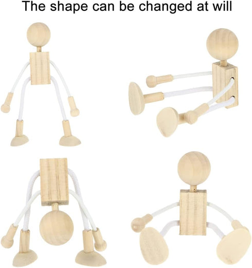 4 pcs Unfinished Wooden Robot Peg Dolls for DIY Painting Supplies