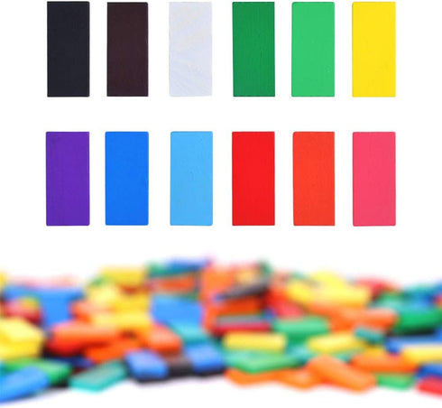 BigOtters Super Domino Blocks - 360PCS Bulk Kit, 12 Colorful Wooden Domino Blocks Educational Racing Game