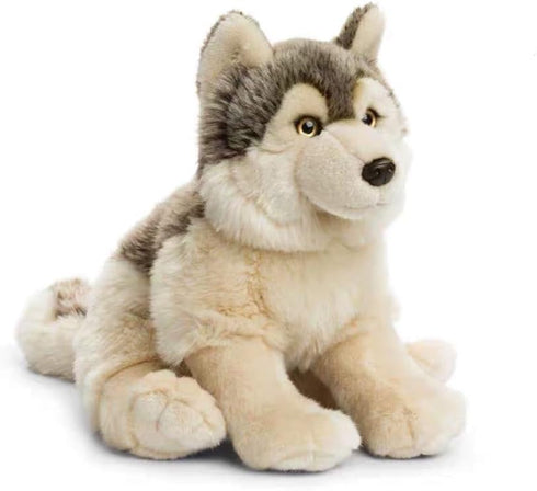 Little Silver Grey Wolf Lifelike Plush Beanbag Stuffed Animal Toy
