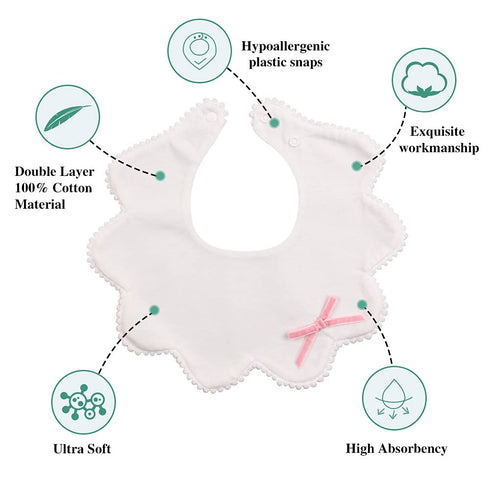 3 Bibs(3 JANGANNSA PCS Flower Baby Bibs Infant Burp Clothes for Baby Girls Saliva Towel Cotton Infant Toddler Girls PCS