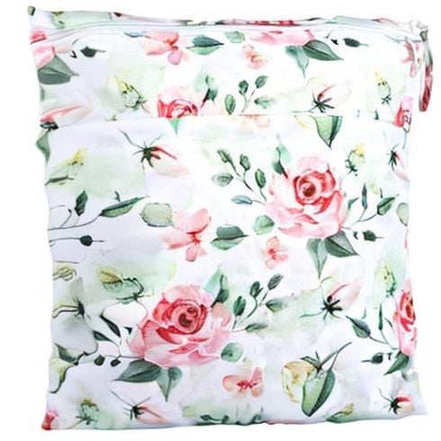 Sigzagor Wet Dry Bag Baby Cloth Diaper Nappy Insert Reusable Washable (Pink Flowers)