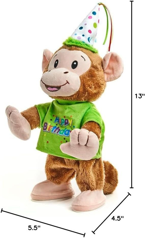 13" Cuddle Barn - Birthday Bash Brett | Animated Stuffed Animal Monkey Plush Toy Dances to Celebration