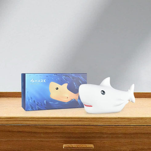7-Color TriPro Silicone Shark Night Light for Kids Nursery Soft Touch LED Baby Room Lamp, Touch-Control USB