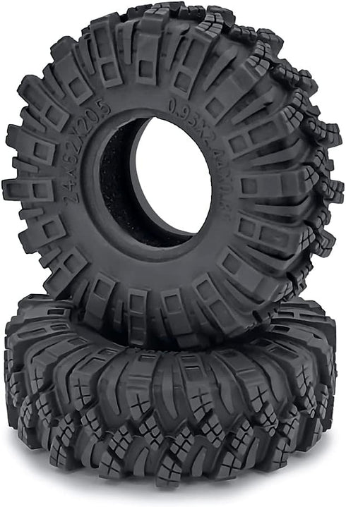 RCLIONS 4PCS Micro 1" Wheel Tyres 62mm for 1/24th Axial SCX24 Deadbolt, C10, JLU, CRC, Bronco RC Crawler