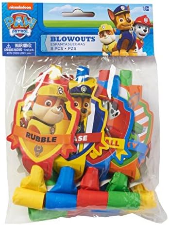 Paw Patrol Multicolor Party Blowouts, 5", 8 Pieces, Perfect Birthday Party Favors