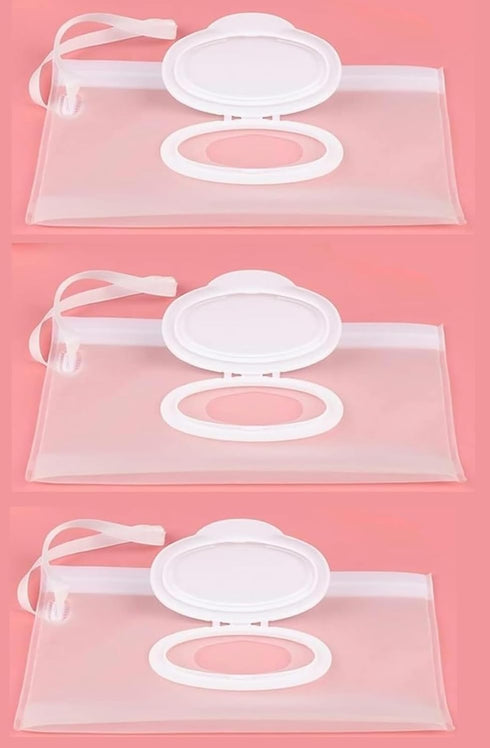 RANYUNSYZ 3Pcs Refillable Baby Wipe Case, Travel Wet Diaper Wipes Cases, Portable Waterproof