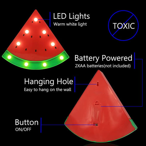 LED Marquee Signs Watermelon Night Lights, Battery Operated Watermelon Shaped Desk Table Lamp for Christmas Kids, Baby