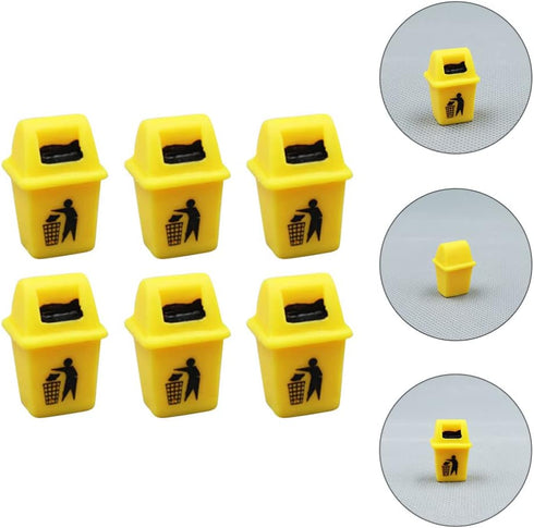 Toyvian 6Pcs Mini Trash Can Toy, Dollhouse Trash Can Educational Garbage Pail Model Toy