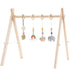 ToyKing Wooden Baby Play Gym with Hanging Bar, 4 Gym Toys and Natural