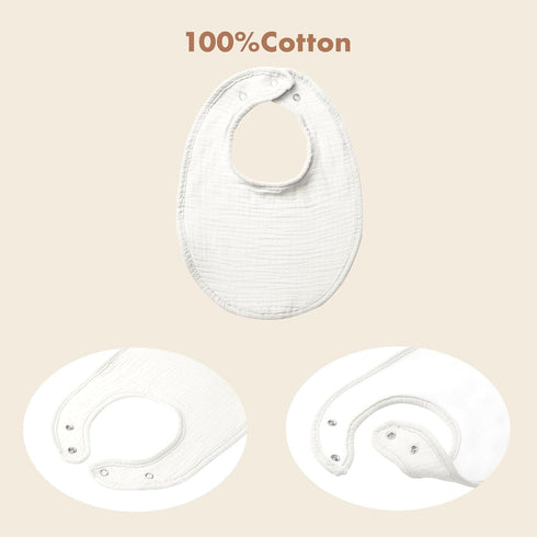 COOROBIN 8-Pack 100% Baby Drool Bibs, Cotton, Ultra Soft & Absorbent for Newborns, Adjustable Snaps, Shower Gift