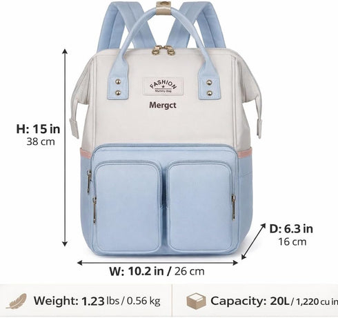 Mergct Backpack Mummy Backpack Diaper Bag for Mom Large Capacity Baby Bag with Insulated Pockets, Waterproof with Wipes