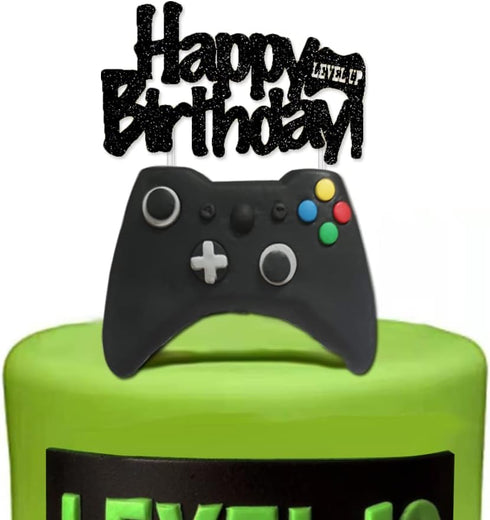 Video Game Cake Toppers with Controller and Birthday Cake Decoration