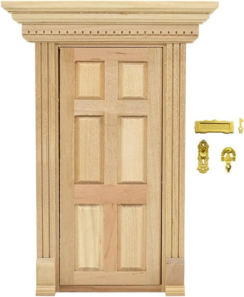 iLAND Dollhouse Door on 1:12 Scale, Miniature Door w/Handle & Knocker (Neoclassical Mini Door)