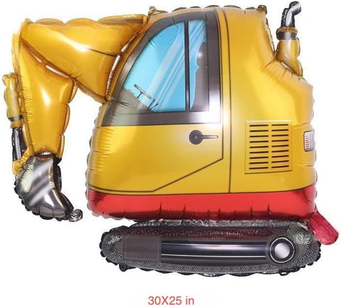 4Pcs Construction Balloons, Excavator, Dump Truck, Forklift, Mixer Truck, Crane Balloon for Birthday Party