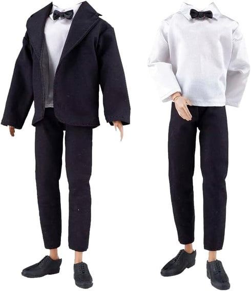 E-TING 10-Item Fantastic Pack - 5 Sets of Fashion Casual Wear Clothes and 5 Pairs of Shoes for Boy Dolls