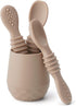 Silicone Baby Utensils - Self Feeding Spoons and Tiny Training Cup, Set of 4 for 6 Months+ Infants