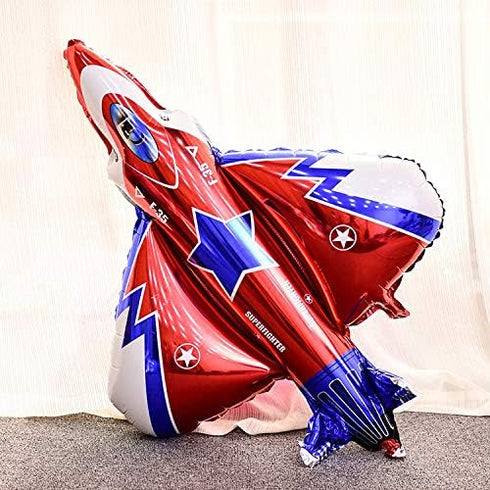 42" Fighter Jet Airplane Balloons - Cartoon Flying Party Birthday Foil Balloon Decor for Kids