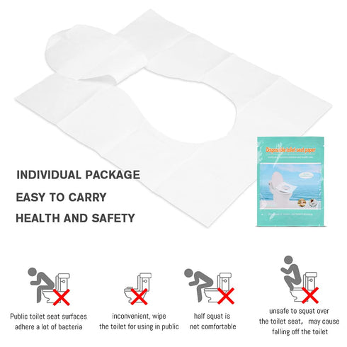 Disposable Toilet Seat Covers, 50-Count Flushable Paper for Adults and Kids, Great for Public Restrooms