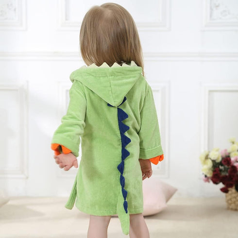 C-YOUNG Kids Boys Girls Bath Robe Toddler Cotton Towel Animal Baby Dinosaur Hooded Bathrobe