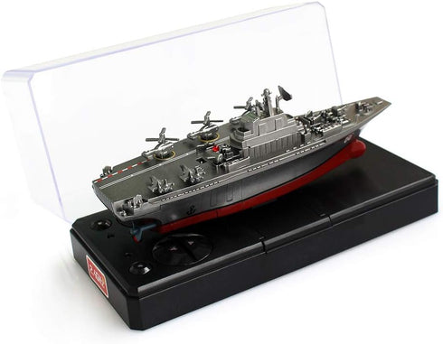Tipmant Military Remote Control Aircraft Carrier Model RC Boat Ship, Electric Water Toy - Silver (2.4G No Antenna)