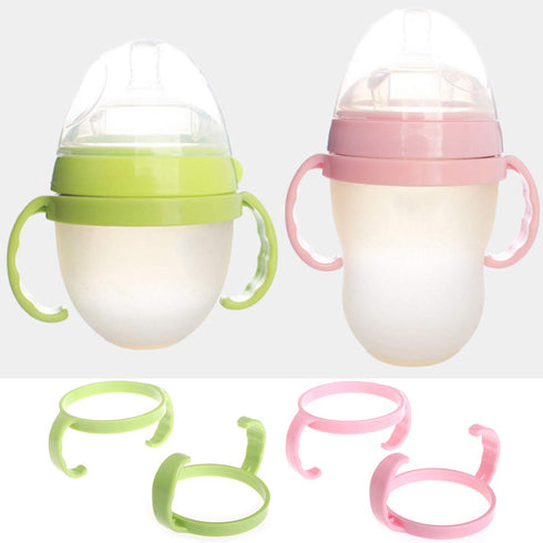 DGFJY 2 Pack 2 Count Baby Bottle Holder Feeding Bottles for Comotomo Easy Cleaning (Pink/Green) Easy Grip Plasic