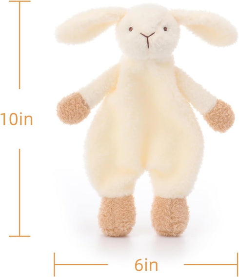 Apricot Lamb Stuffed Animals Security Blanket, White Bunny Rabbit Character, Luxury Snuggler Plush, 10 Inches