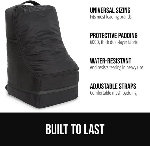 50lbs, GORILLA GRIP Tear and Water Resistant Padded Car Seat Travel Bag for Airplane and Airport, Universal Fit Baby