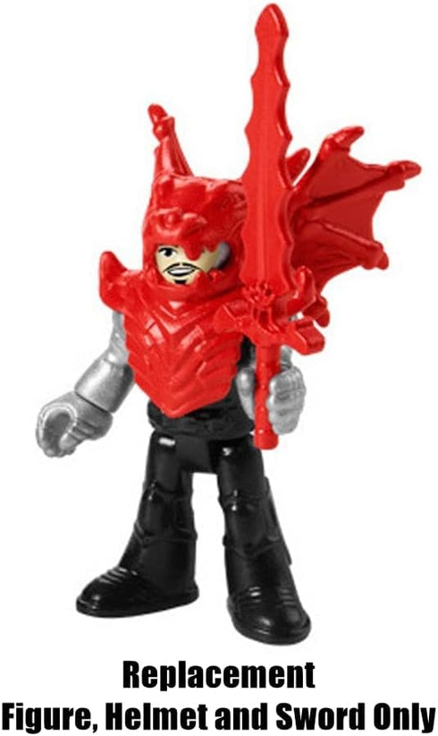 Imaginext Replacement Parts for Fisher-Price Blazing Battler's Dragon Playset - Black and Silver Figure with Helmet &