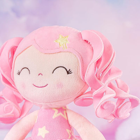 Gloveleya Baby Doll Girl Gift Soft Plush Princess Doll with Pink Star Dress, Snuggly First Baby Doll for Girls, Stuffed
