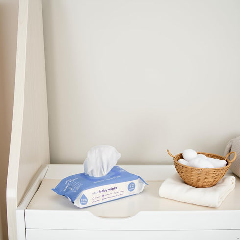 99% 1 Pack (72 Ubbi Fragrance-Free Baby Wipes, Water Based, Plant Based Wipes, Hypoallergenic for Sensitive Skin