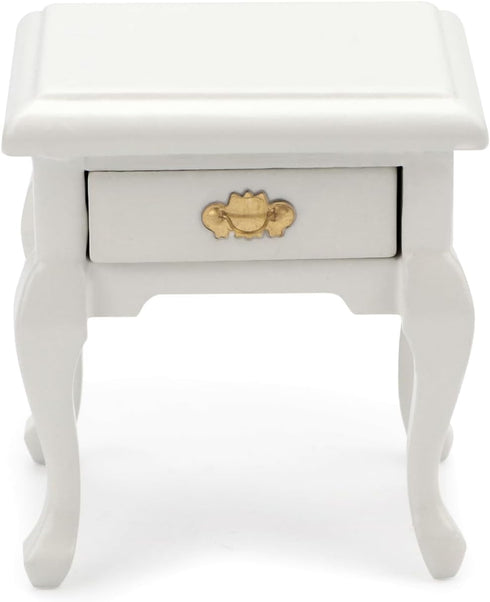 1:12 Miniature Furniture Bedside Table Dollhouse Accessories Wooden Nightstand Vintage Living Room Bedroom Scene