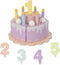 Wooden Birthday Fake Cake with Candles and Numbers - Pretend Play Food for Toddlers 1-3, Tea Party Learning Kitchen