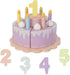 Wooden Birthday Fake Cake with Candles and Numbers - Pretend Play Food for Toddlers 1-3, Tea Party Learning Kitchen