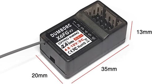 2 X6FG(Built 6 2.4GHz X6/X4/X5/X6PM-350 ATA HOBBY DUMBORC Pcs in Gyro) Channels RC Receiver for DUMBORC Transmitter RC