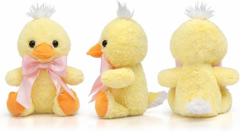 10 Duck Stuffed Animal Baby Duck Plush with Big Bow Tie Cute Stuffed Animal Birthday Easter Gift for Kids