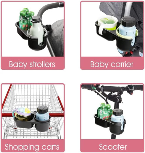 Universal Stroller Snack Tray with Cup Holder Attachment, 2 in 1 Stroller Accessories, Grey