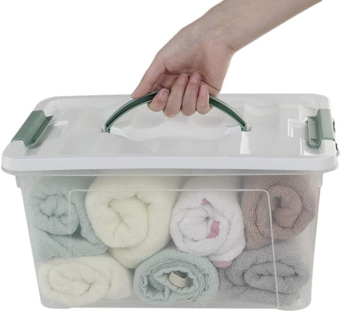 Saedy 14 Quart Latching Box - Clear Plastic Storage Bin with Lid and Handles