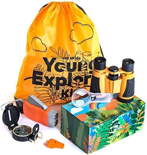 Kids Outdoor Adventure Kit: Binoculars, Compass, Magnifying Glass & Flashlight for Boys & Girls Ages 3-12