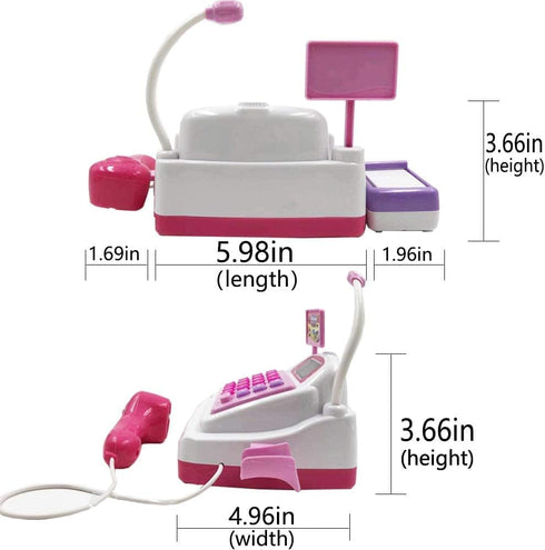 Sotodik Cash Register Pretend Play Supermarket Shop Toys with Calculator ,Working Scanner,Credit Card ,Play Food ,Money
