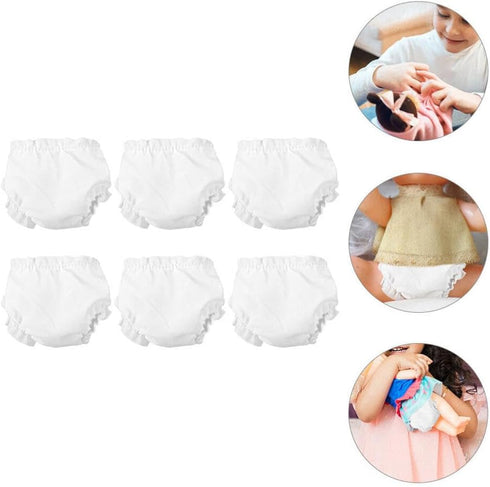 NUOBESTY White Doll Diapers - Baby Doll Underwear, Adjustable Reusable Doll Diapers, 6pcs