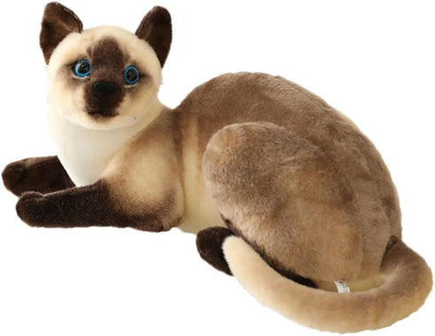 Siamese Cat Stuffed Animal, 12 inches, Shorthair Realistic Plush Cat Toys, Gift for Kids (A)