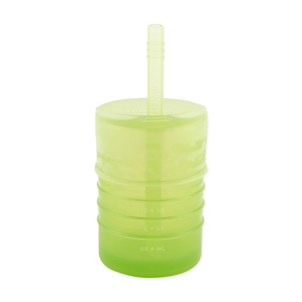 Bumkins Sippy Cup with Straw, Spill Proof Baby and Toddler Cup, Transition Cup for 1 Year Olds, Platinum Silicone,