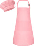 Children Chef Hat and Apron Set, Adjustable Kids Apron with 2 Pockets for Cooking Baking