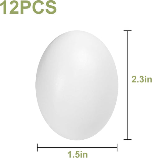 QMET 12 Pieces White Wooden Fake Eggs, Wood Eggs for Easter Crafts & DIY Decorations